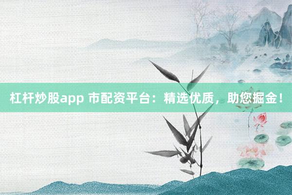 杠杆炒股app 市配资平台：精选优质，助您掘金！