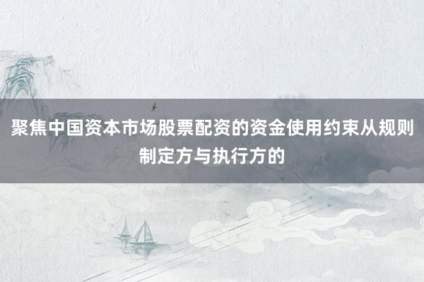 聚焦中国资本市场股票配资的资金使用约束从规则制定方与执行方的
