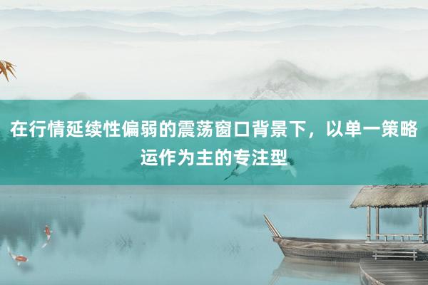 在行情延续性偏弱的震荡窗口背景下，以单一策略运作为主的专注型