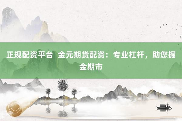 正规配资平台  金元期货配资：专业杠杆，助您掘金期市